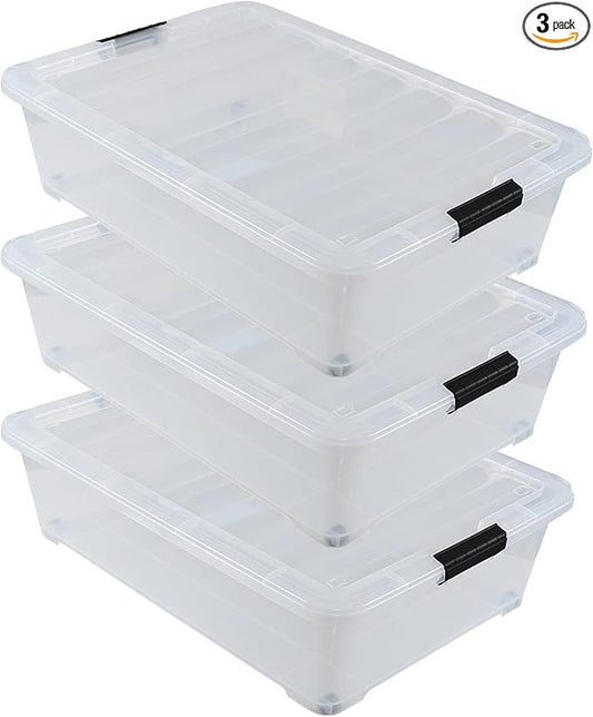 50 Quart Clear Plastic Under Bed Storage Bin by Nicesh