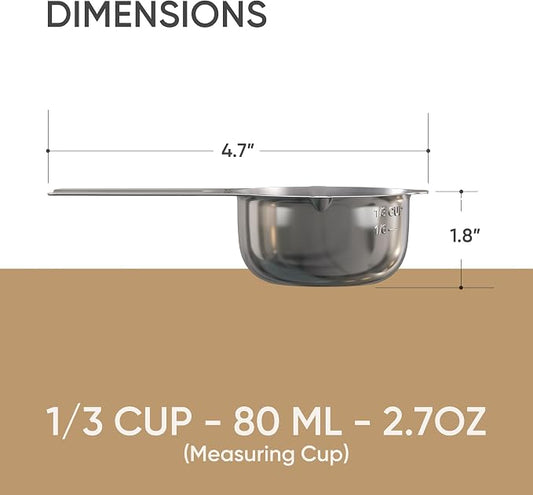 Color Up ⅓ Cup Measuring Cup – Premium Chrome Stainless Steel, Accurate - Image 2