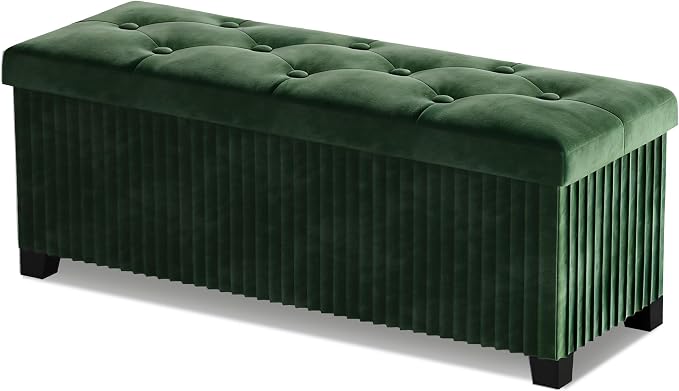 Storage Ottoman Bench, 43 Inch Foldable Ottoman by LITZFUR