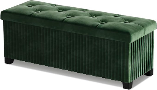 Storage Ottoman Bench, 43 Inch Foldable Ottoman by LITZFUR
