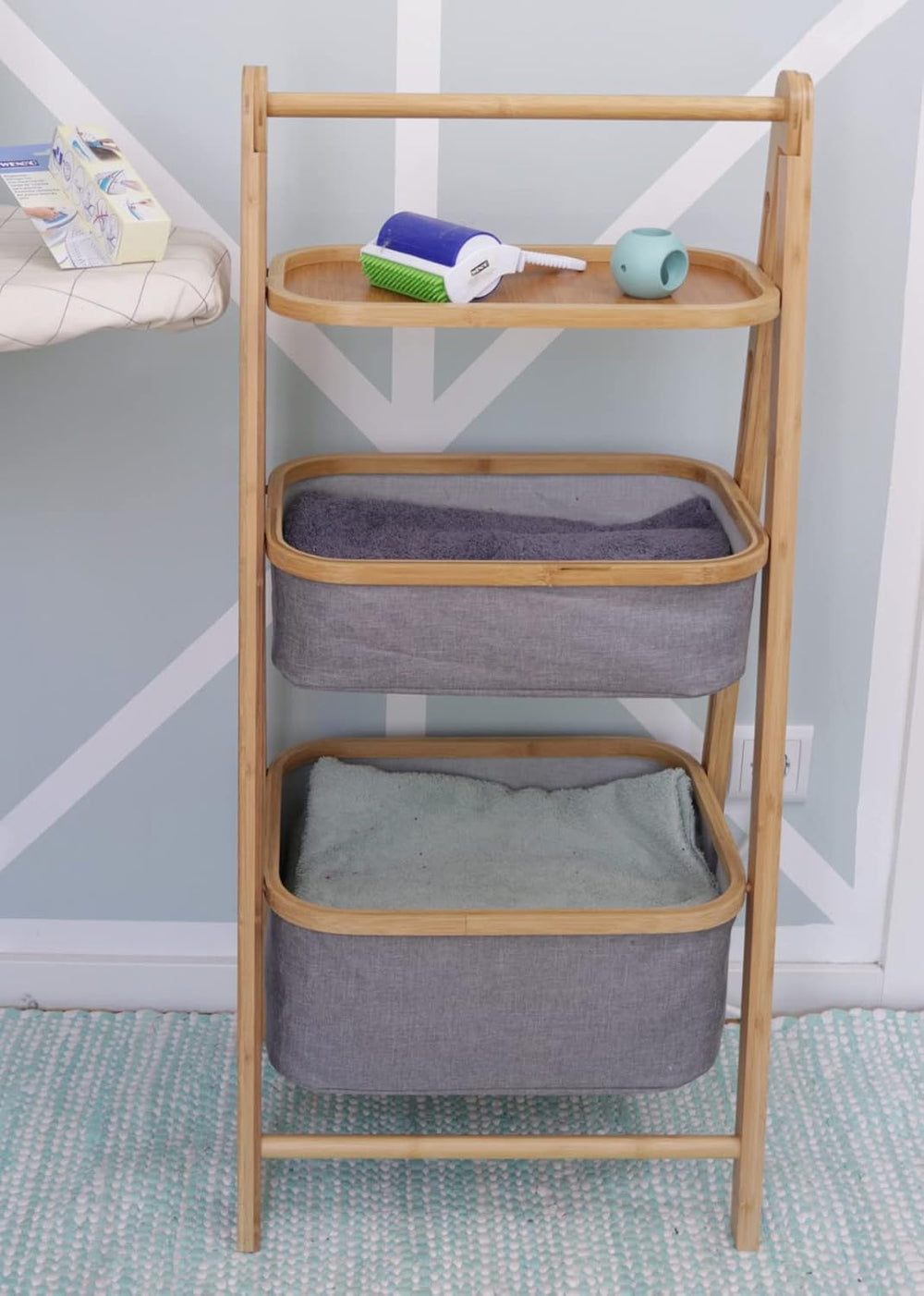 WENKO Shelving Unit with Two Storage Baskets, Open Shelf for Bathroom, Bedroo...
