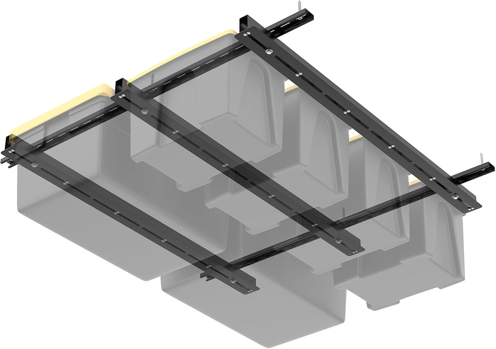 WALMANN Overhead Tote Storage Rails System, Garage Ceiling Bin Storage Rack