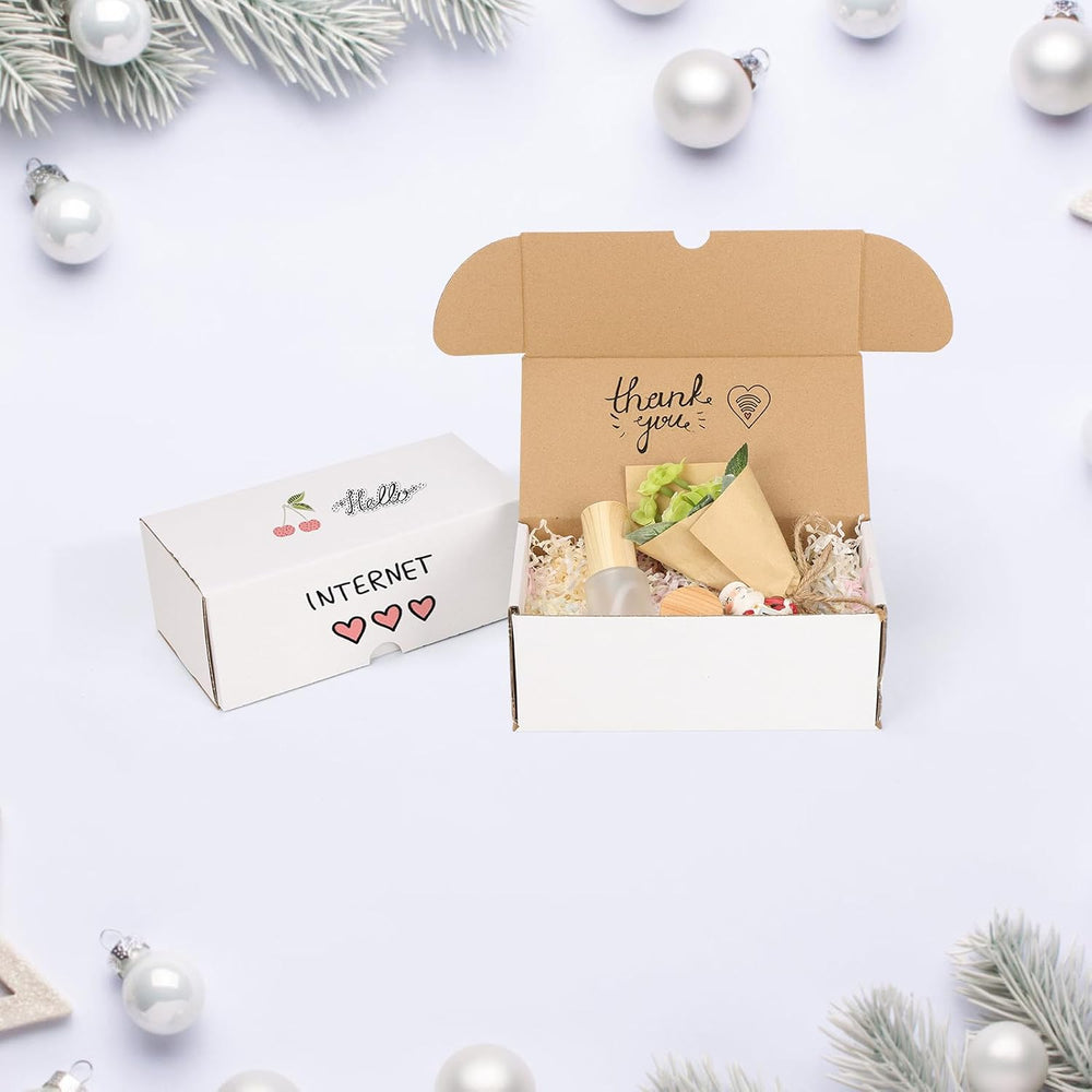 ZBEIVAN 8x4x3 White Shipping Boxes Set of 50, Corrugated Cardboard Mailer Box...