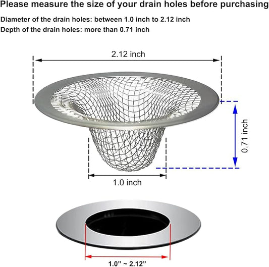 1.0" Bathroom Sink Drain Strainers, Mop Pool, RV Sink, Stainless Steel Drain - Image 2