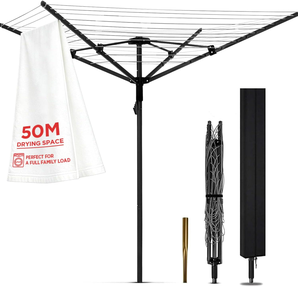 Umbrella Clothesline Outdoor, Rotary Retractable Clothes Line Outdoors Adjust...