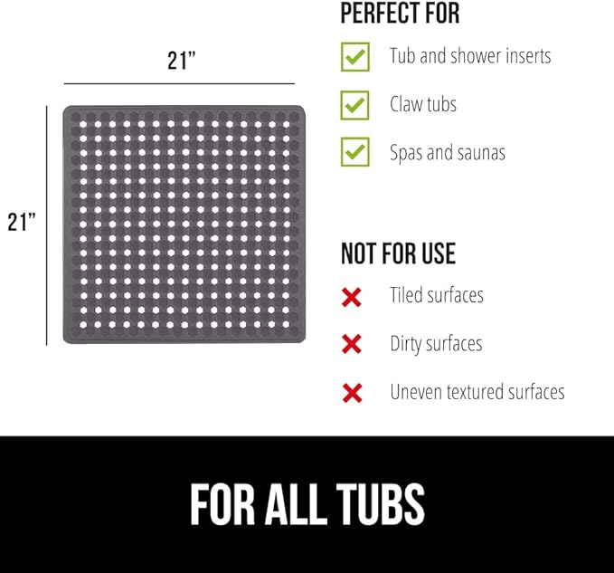 GORILLA GRIP Patented Square Shower Stall Mat, Small Bathtub Floor Mats - Image 6