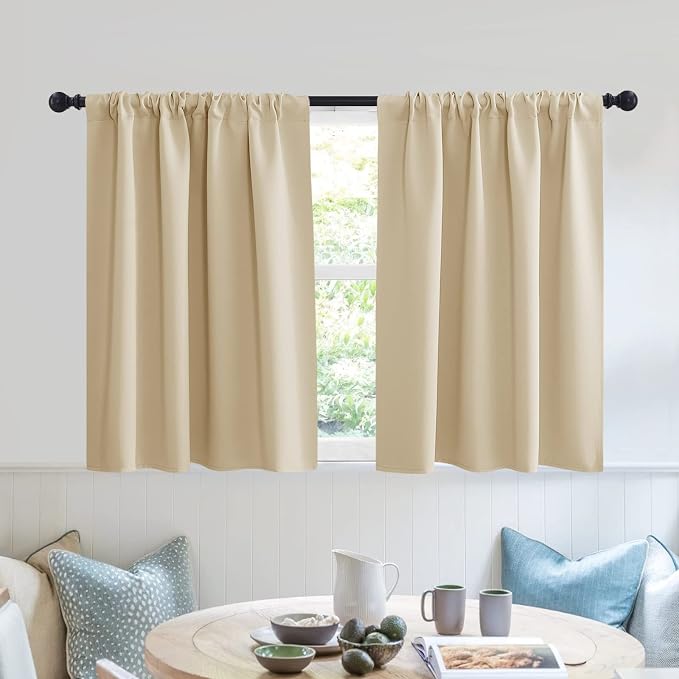 RYB HOME Blackout Curtains Tiers, Short Half Window Curtains by RYBHOME