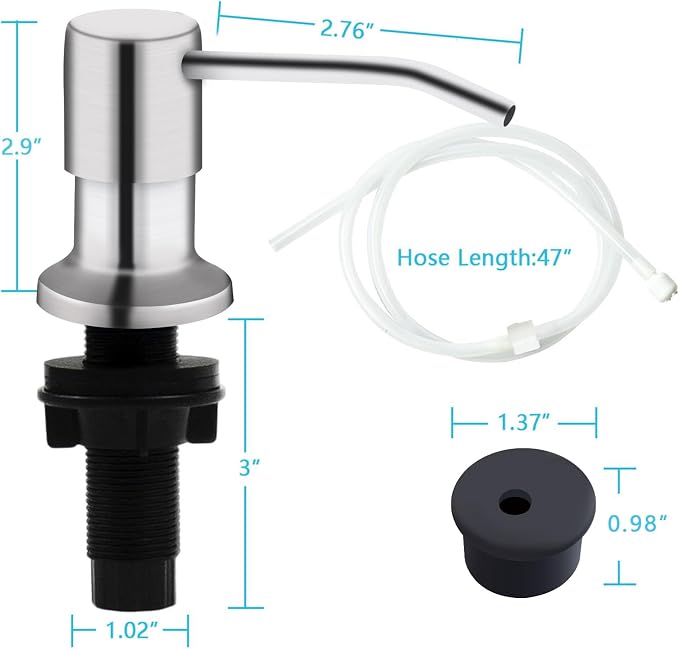 Kitchen Sink Soap Dispenser, Brushed Nickel Countertop Soap Dispenser Pump - Image 6