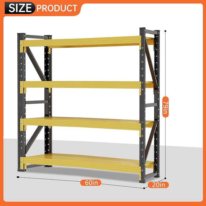 60" W Storage Shelves Heavy Duty, 4 Tier Metal Garage Shelving Units, 5000LBS - Image 2