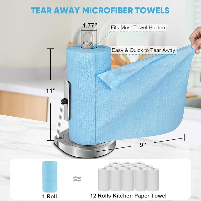 AIDEA Microfiber Cleaning Cloth, Shop Towels 330 Sheets 6 Roll, Microfiber - Image 2