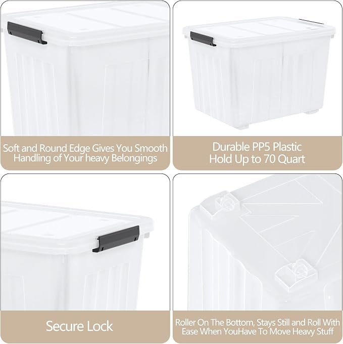 Zopnny 70 Qt Large Plastic Storage Box - Image 3