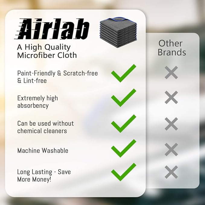 Airlab Microfiber Towels for Cars Wash Drying Auto Detailing, Highly Absorbent - Image 4