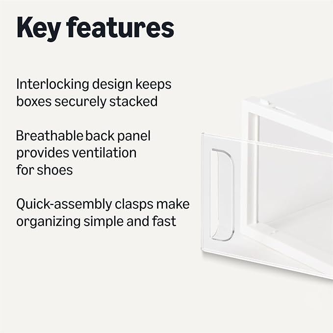 Amazon Basics Stackable and Foldable Clear Shoe Storage Organizer Box - Image 2
