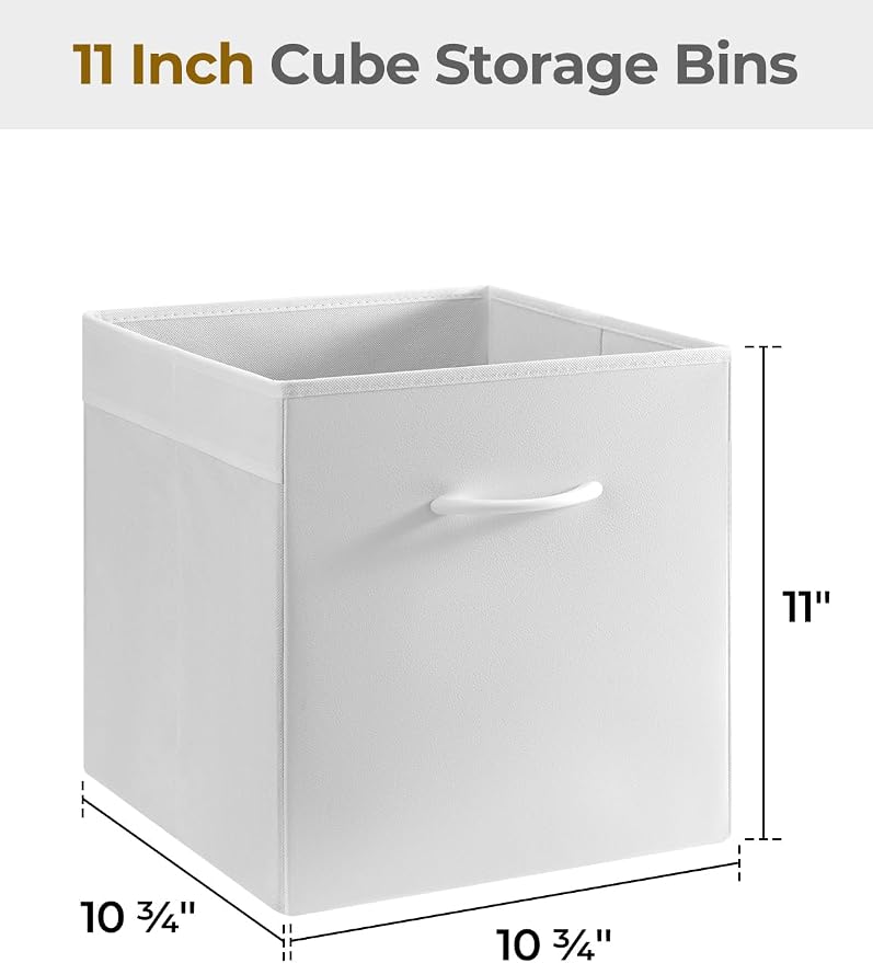StorageWorks White Storage Cubes, 11-inch Leather Bins - Image 2