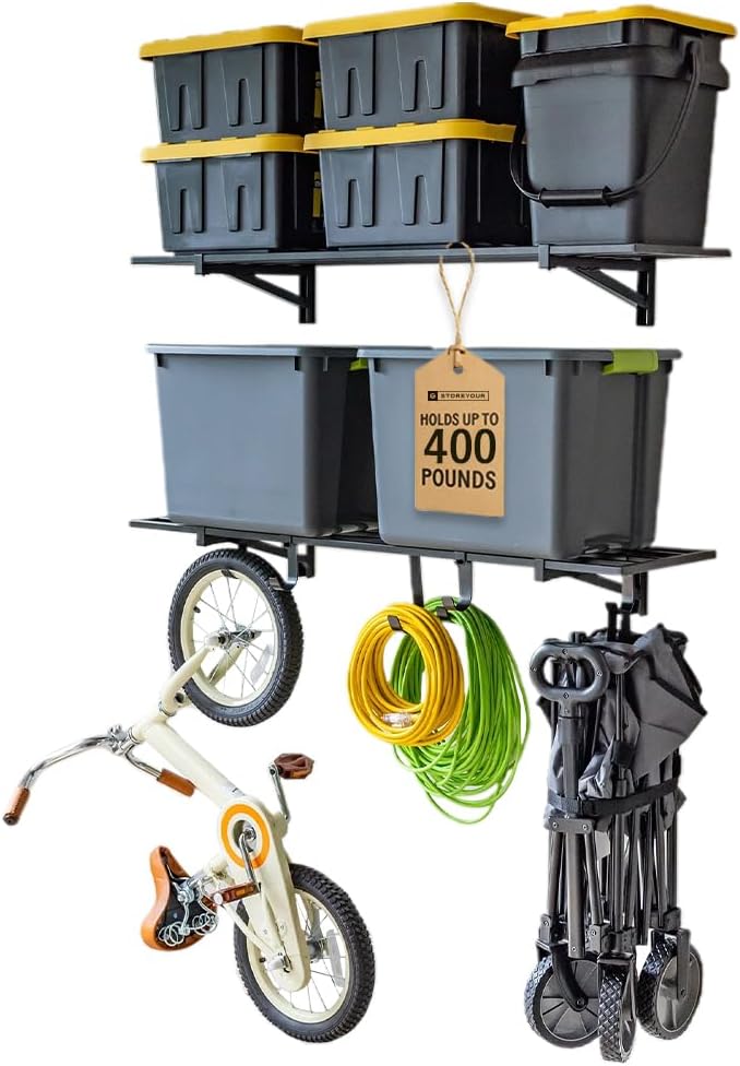 StoreYourBoard 2-Pack Heavy Duty Wall Shelves – Wall-Mounted Garage Storage by StoreYourBoard