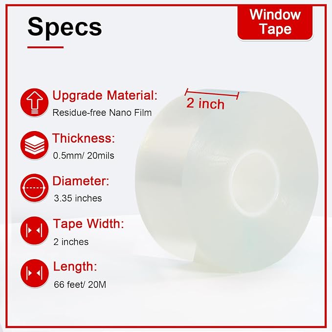 Transparent Window Weather Sealing Tape 2 Inch x 66 FT Weather Stripping - Image 2