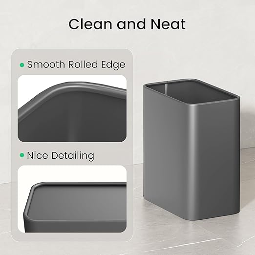 Cesun Small Bathroom Trash Can, 2.1 Gallons, Stainless Steel, Home Office - Image 5