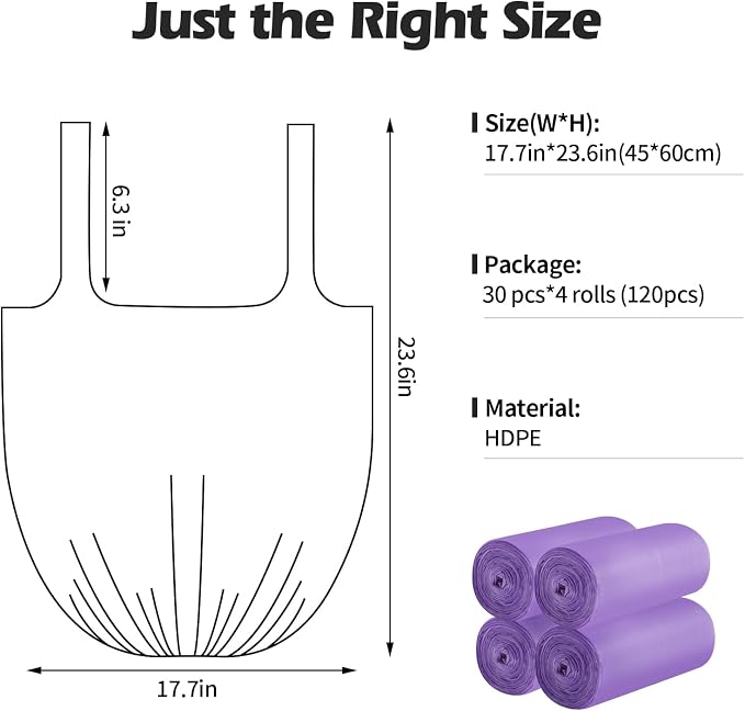2-4 Gallon Portable Trash Bags, Bedroom Trash Can, Strong Trash Bags（Purple） - Image 2