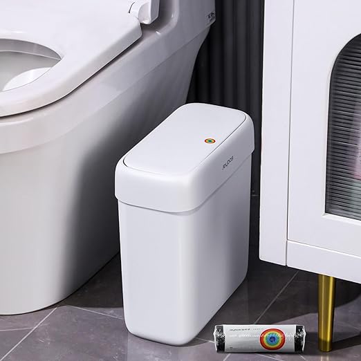 JOYBOS Bathroom Trash Can with Lid, 3 Gallon Small Garbage Can with Press Top by JOYBOS