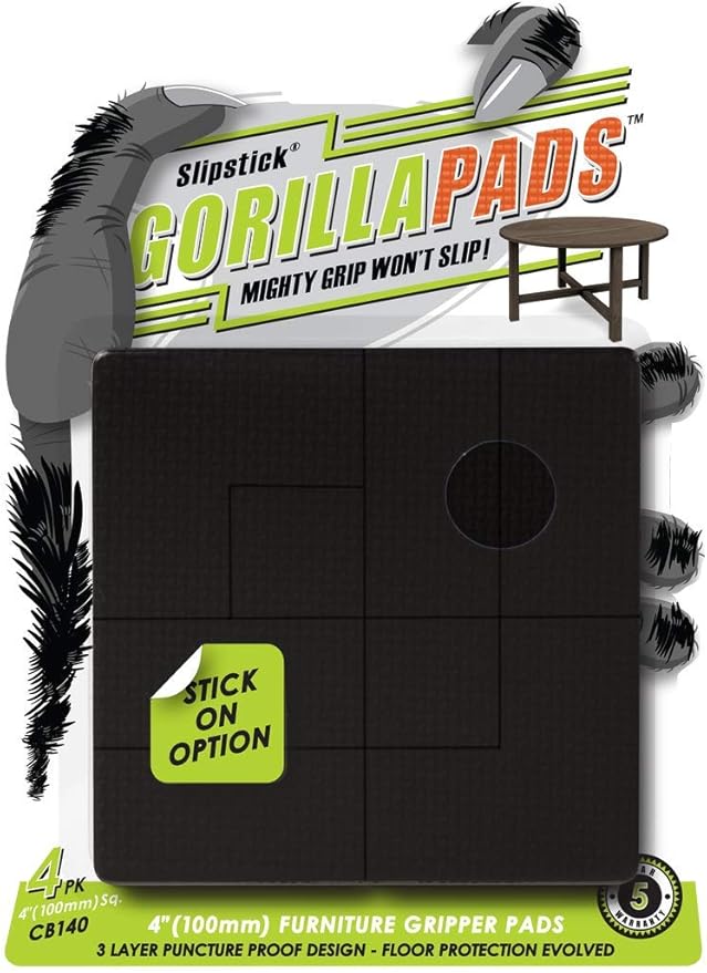 Slipstick GorillaPads 4 Inch Non Slip Furniture Gripper Pads Stops Sliding and by Slipstick