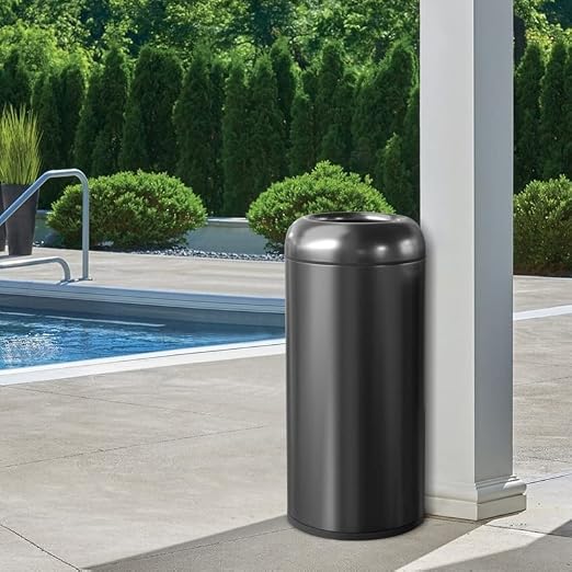 BEAMNOVA 16.5 Gallon Trash Can Black Open Top Outdoor Indoor Commercial - Image 8