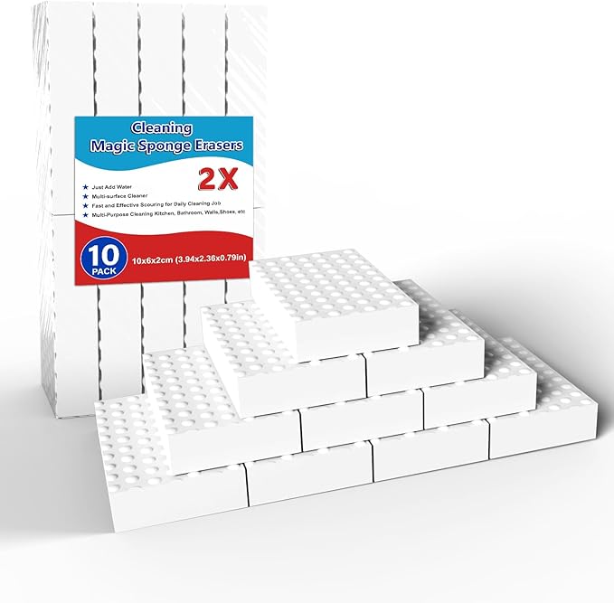 Magic Cleaning Erasers, Kitchen Sponge 10 Pack 2X Density Melamine Sponge Foam by SmilinFit