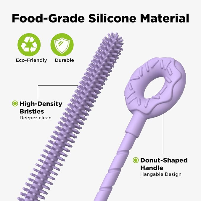2 Pcs Silicone Straw Cleaner Brush, Extra Long Cleaning Brushes - Image 4