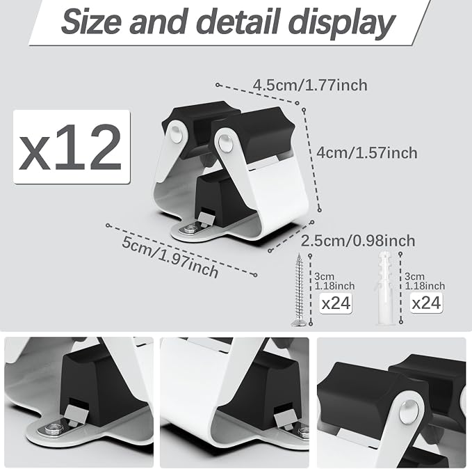 3-H Broom Hanger, Mop Holder Wall Mount 12 Pack, Broom Holder Wall Mount - Image 3