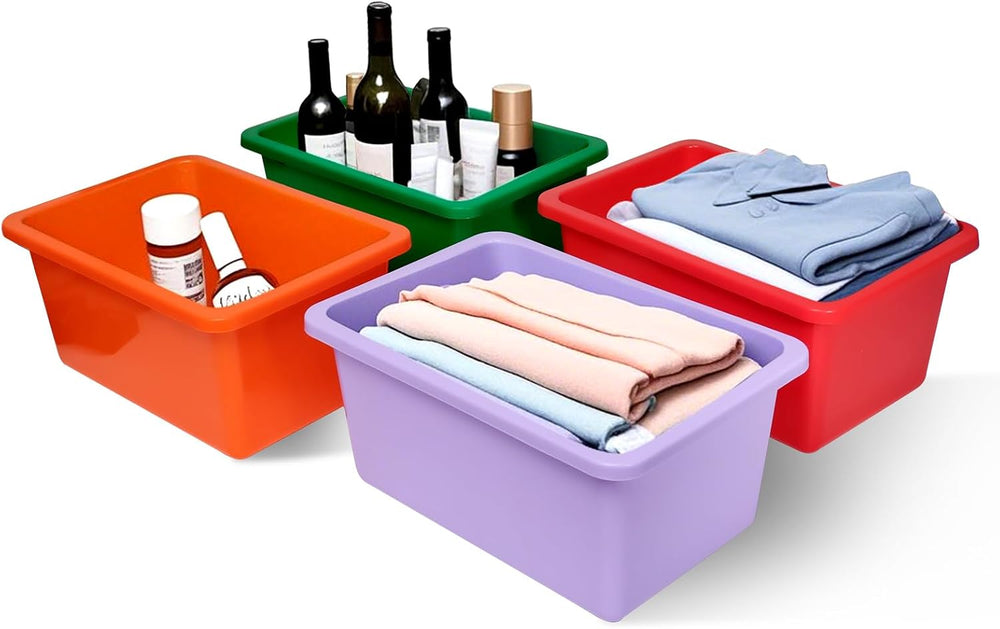 16 Pcs Plastic Cubby Storage Bins 8 Colors Home Organization Cubby Containers...