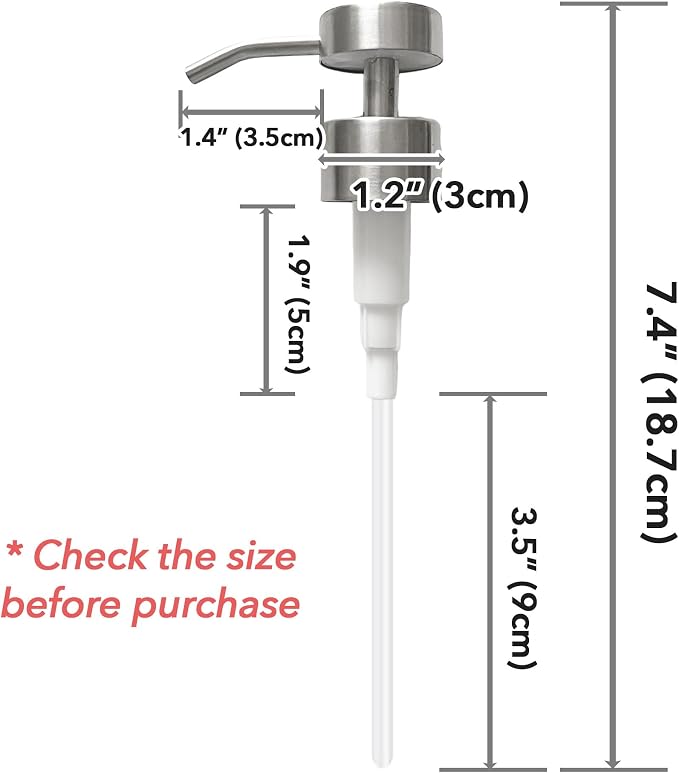 Stainless Steel Soap Dispenser Pump Head Replacement 2 Pack, 28/400 Threads - Image 3