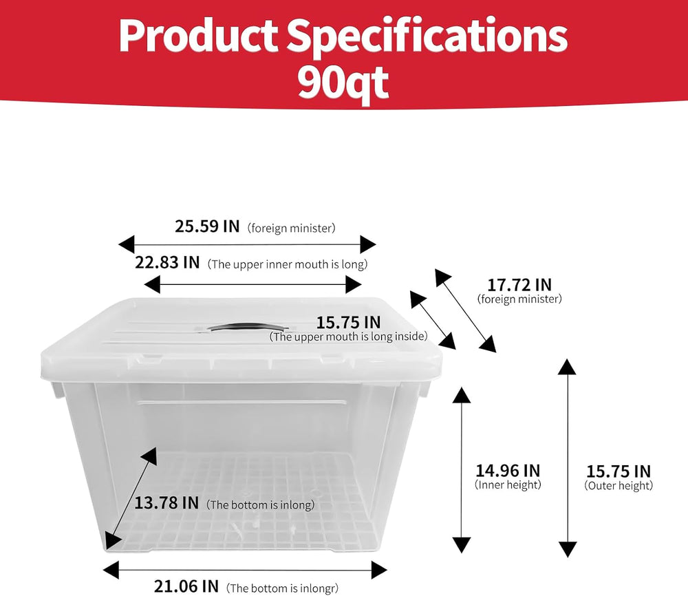 90 Quart 4-Pack Stackable Clear Storage Bins with Lids