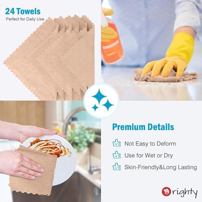 Orighty Microfiber Cleaning Cloth, 24 Pack Highly Absorbent Cleaning Supplies - Image 6