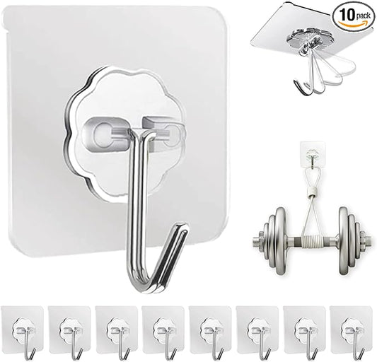Adhesive Wall Hooks for Hanging Heavy Duty 50 lbs Large Hooks for Walls No by DDMY