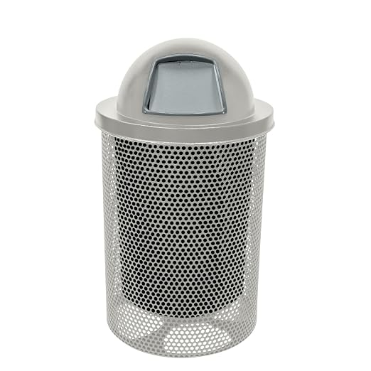 COATEDOUTDOORFURNITURE RDT-P-TXTGRY Heavy Duty Round Trash Receptacle by CoatedOutdoorFurniture