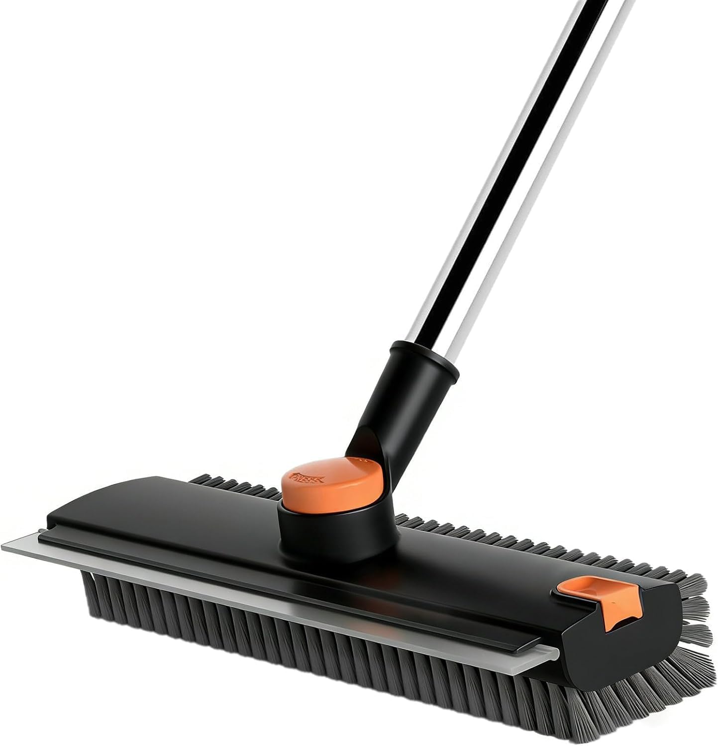 4 in 1 Floor Scrub Brush with Squeegee Long Handle Grout Brush 52'' 2026 Upgraded Multi-Functional Stiff Bristle Cleaning Scrub Brush Rotating Tile Brush for Cleaning Bathroom Patio, Pool, Garage