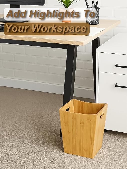 Wood Trash Can - Bedroom Trash Can Decorative - Bamboo Small Wastebaskets - Image 5