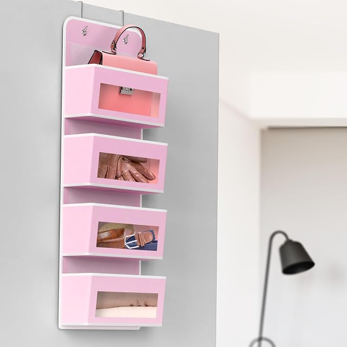 Simple Houseware 4 Clear Window Pocket Over Closet Door Storage Hanging - Image 6