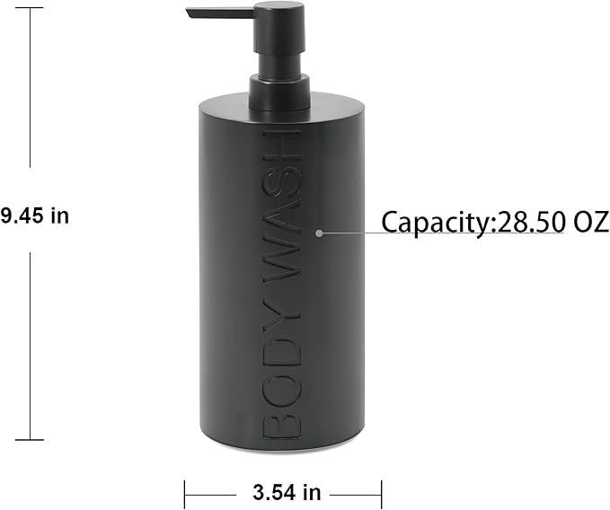 Matte Black Body Wash Dispenser Luxurious Refillable Pump Bottle - Image 4