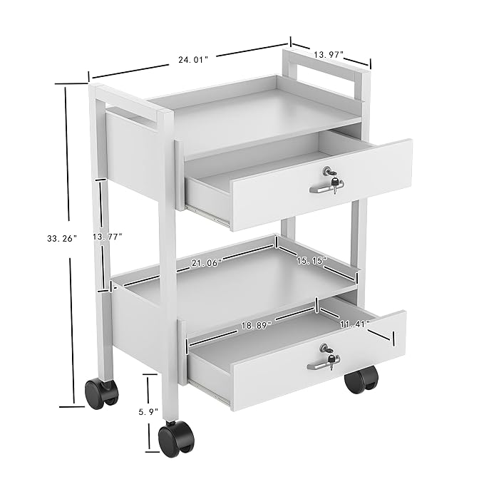 Paddie Salon Trolley Cart, Salon Tray Wooden Mobile Utility Cabinet - Image 7