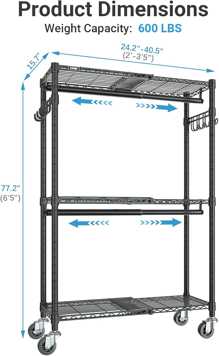VIPEK R2X Expandable Portable Closet for Hanging Clothes Rolling Rack