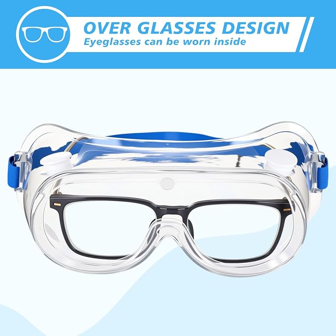 Yunsailing Protective Safety Goggles Lab Over Glasses Clear Anti Fog Eye - Image 2