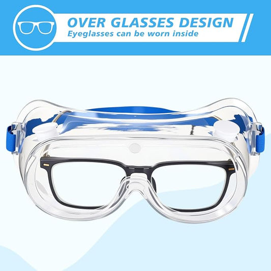 Yunsailing Protective Safety Goggles Lab Over Glasses Clear Anti Fog Eye - Image 2