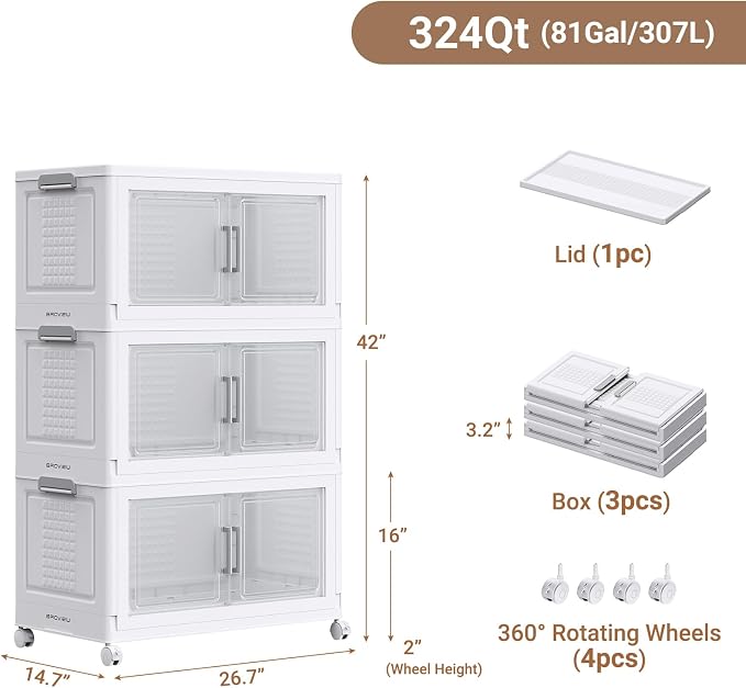 BROVIEW 324 Qt Plastic Storage Bins - Image 2