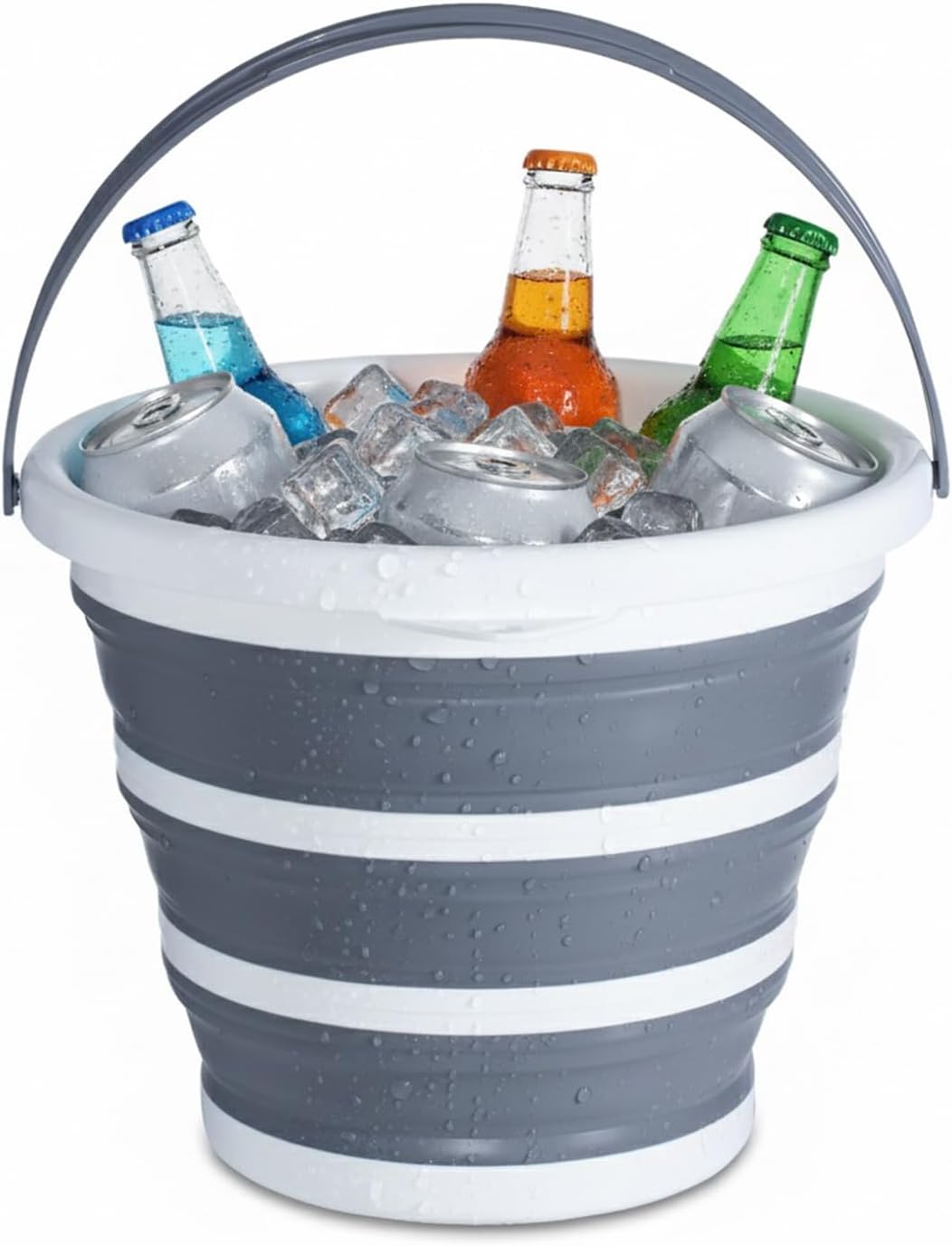 10L Round Collapsible Bucket, 2.6 Gallon Portable Folding Water Container with Handle for Camping, Fishing, Hiking, Travel & Gardening