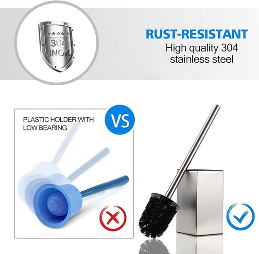 BGL Toilet Brush Holder Stainless Steel 304 Standing Brushed Nickel Square - Image 2