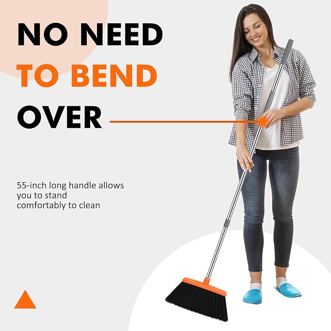 NACENA Heavy Duty Broom, 55 Inch Long Handle Outdoor Large Angle Brooms - Image 3