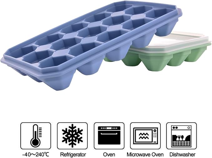Ice Cube Trays with Silicone Lid, 15 Grid Diamond Shaped Ice Tray Easy Release - Image 6