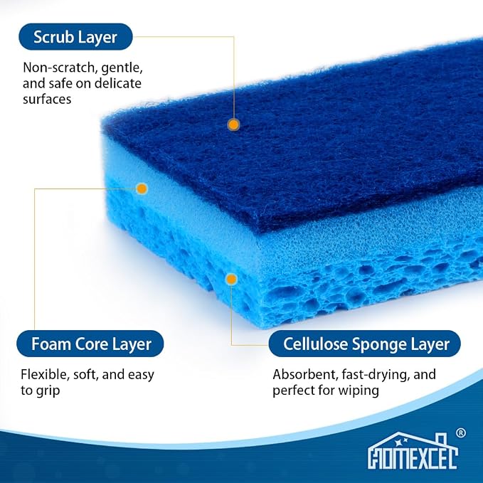 HOMEXCEL Sponges Kitchen 6pcs, Non-Scratch Sponges - Image 2