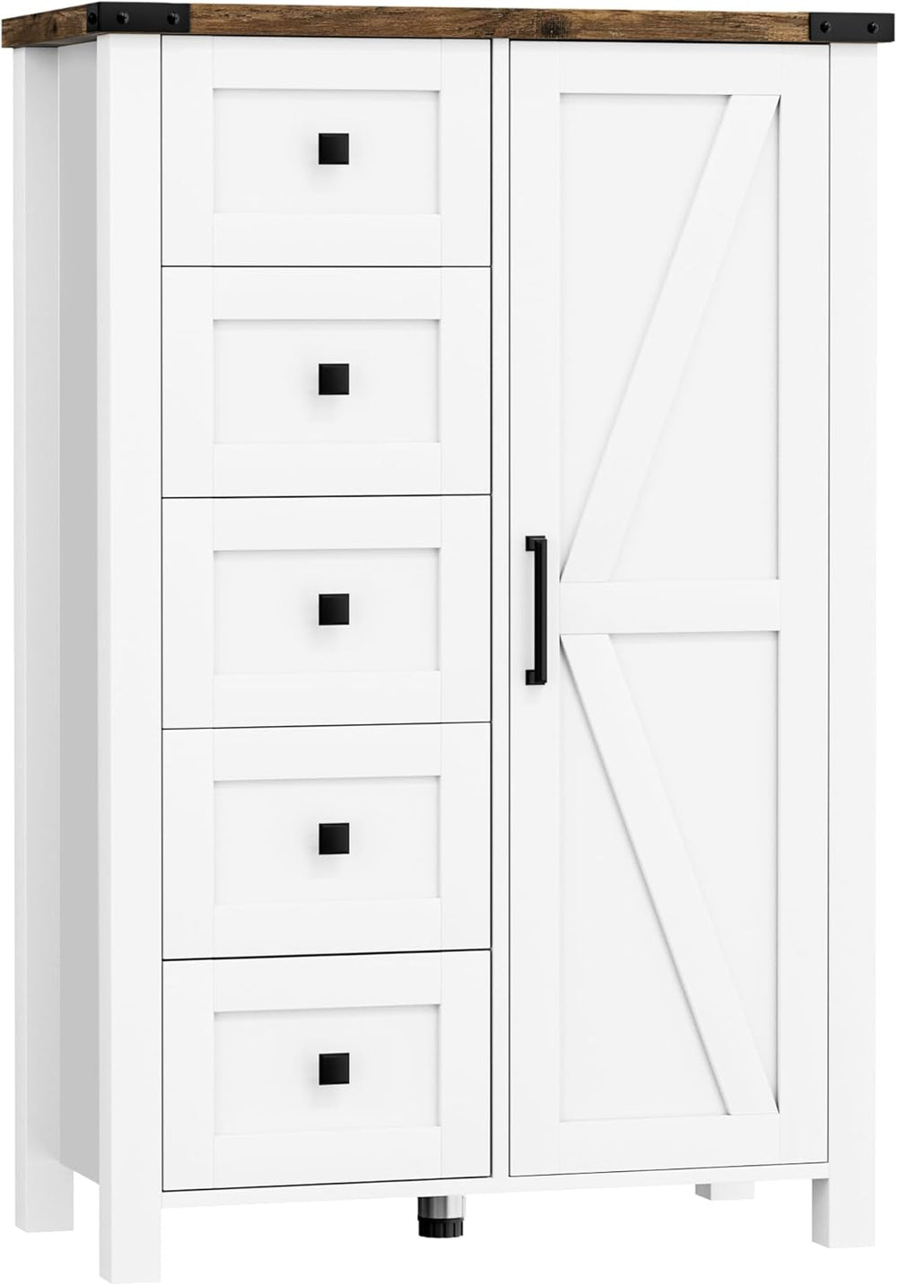 VVFLU Farmhouse Dresser Storage Cabinet Chest of Drawer for Bedroom, 5 Drawer...