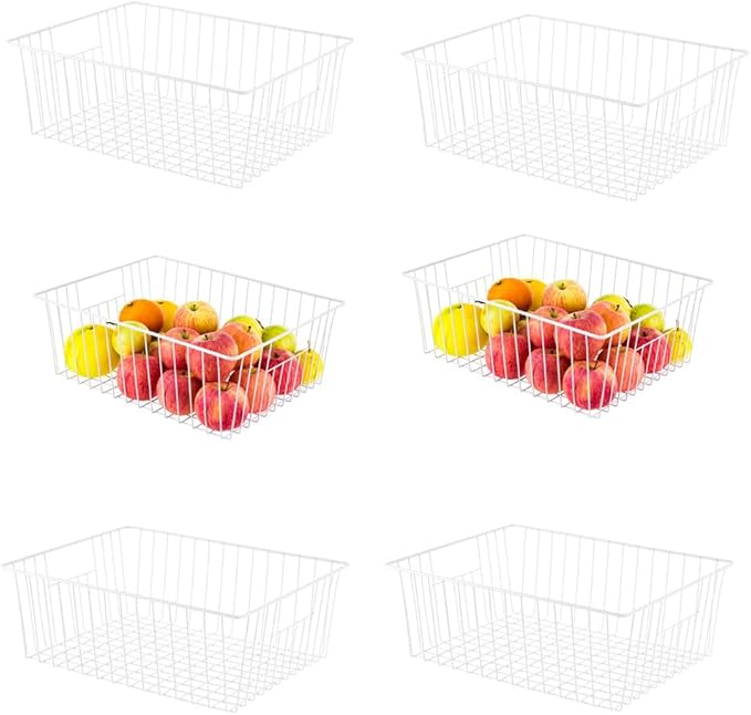 16" L x 12" W Wider Freezer Storage Organizer Baskets Container, Deep Metal by Y.Z.Bros